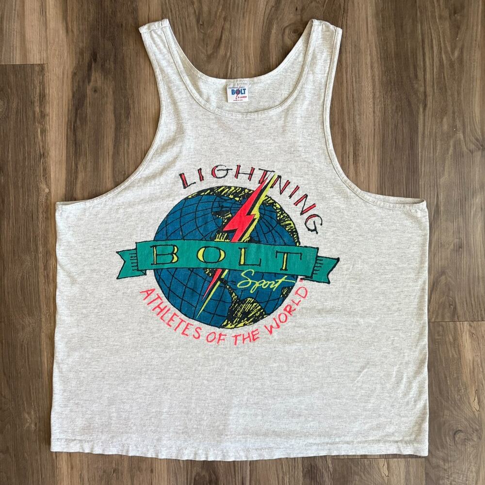 Vintage Lightning Bolt Surfboards Tank Top Shirt Men's Size XL 1980s Surf